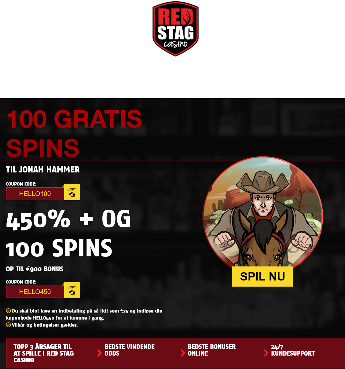 Red Stag DK 100 Free Spins Red Stag DK 100
Free Spins