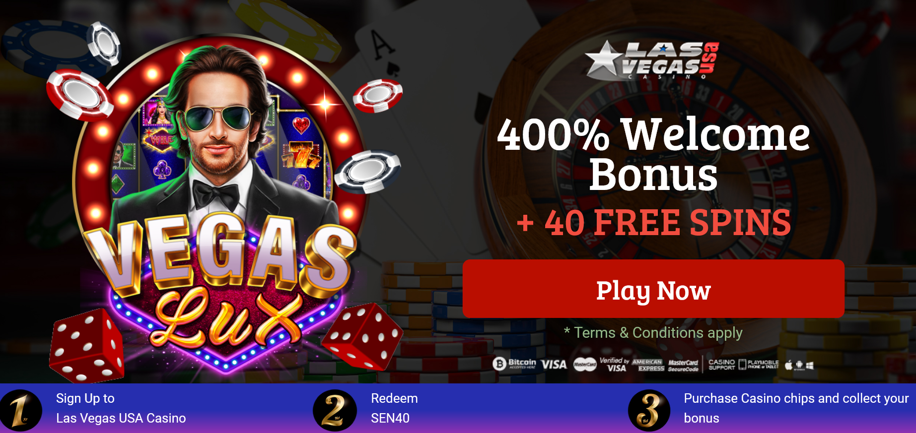 400% Welcome Bonus + 40 FREE SPINS