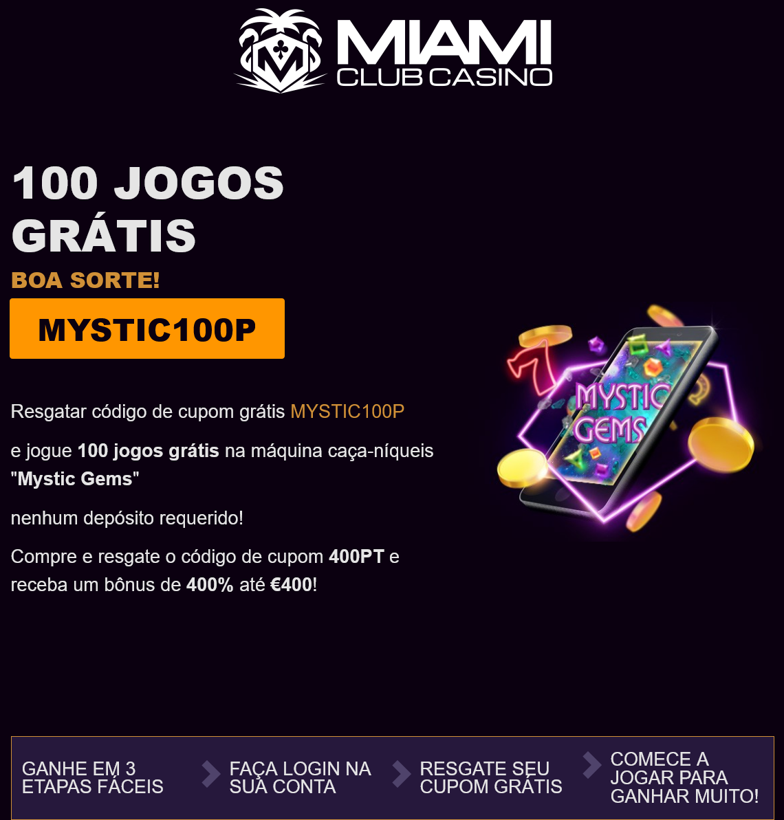 Miami Club PT 100
Free Spins Miami Club PT 100
Free Spins