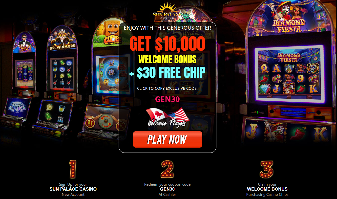 $10,000 WELCOME BONUS + $30
                                        FREE CHIP